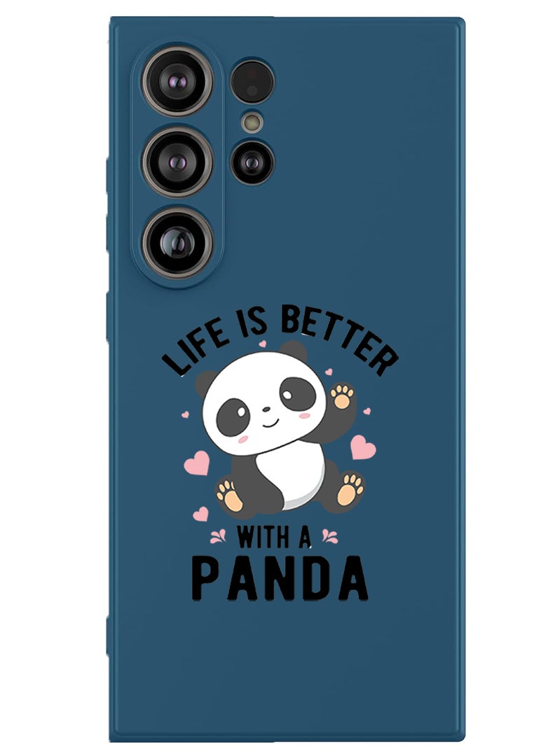 Theodor Protective Slim Fit Case Liquid Silicone Cover with Full Body Protection Anti-Scratch Shockproof Case For Samsung Galaxy S25 Ultra (Blue) - Life is better with panda black - Image 1