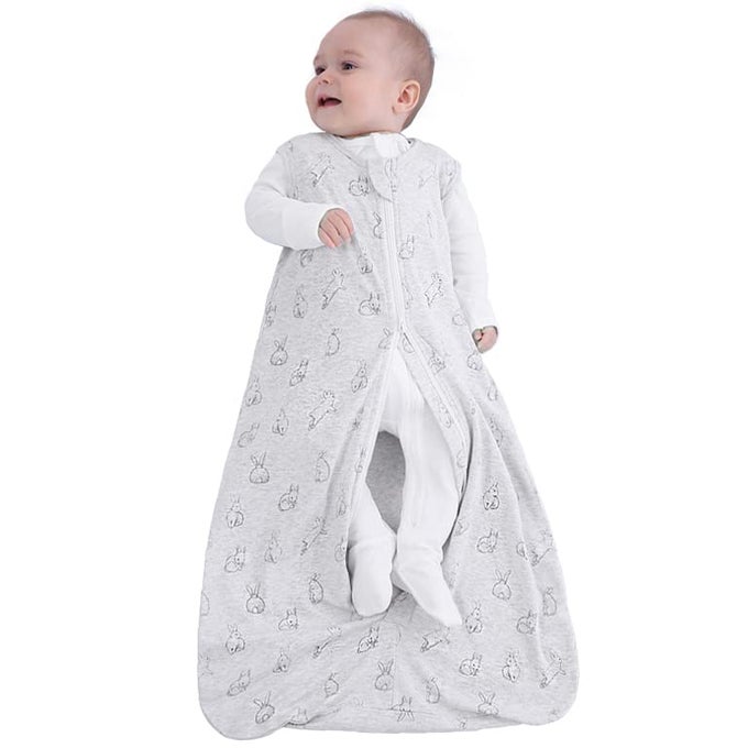 BABY SLEEP SACK ORGANIC COTTON SLEEPING BAG WITH 2WAY ZIPPER100 ORGANIC COTTON WEARABLE BLANKETUNISEX SLEEP SACKGRAY RABBIT 312 MONTHS