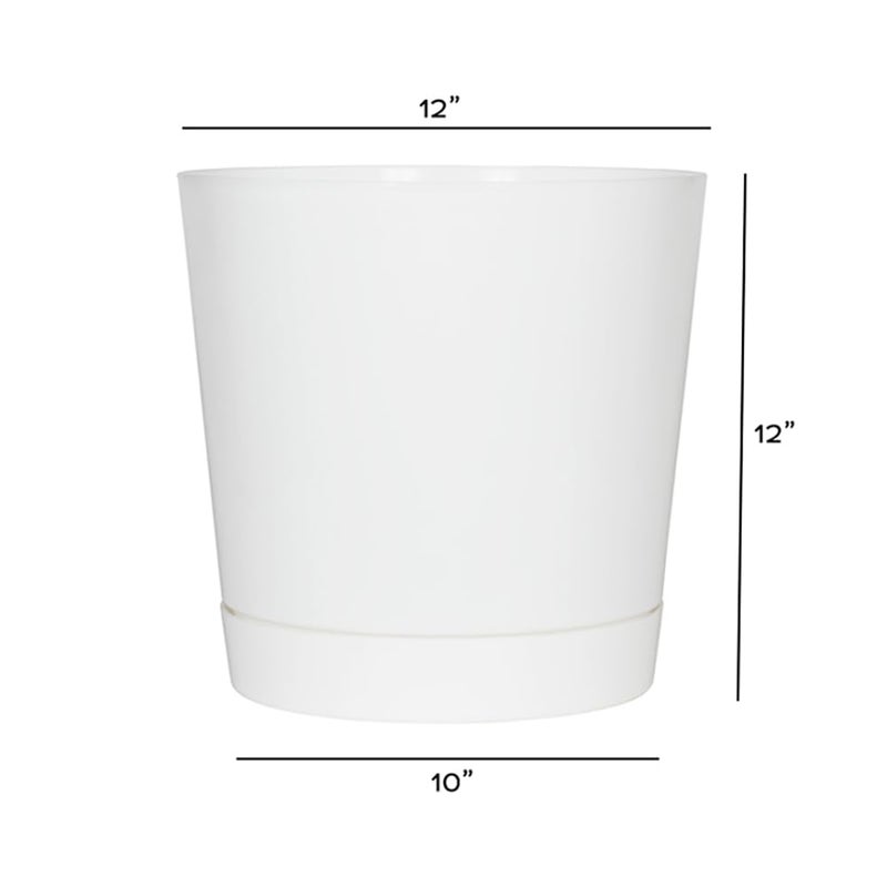 Root & Vessel Novelty Majestic Full Depth Cylinder Pot, Glossy White, 12-Inch (10122) - Image 2