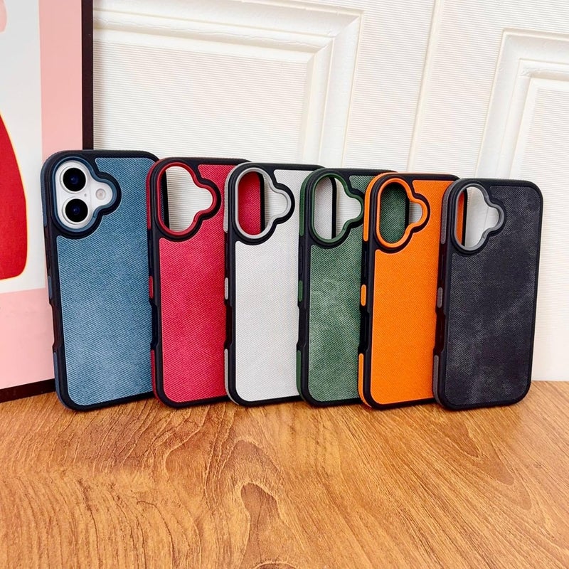 Denim Fabric Jean Anti-Slip Frame Compatible with iPhone Case (iPhone 13,Blue) - Image 4