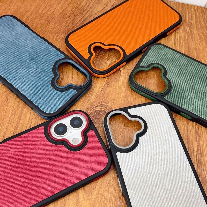 Denim Fabric Jean Anti-Slip Frame Compatible with iPhone Case (iPhone 13,Blue) - Image 3