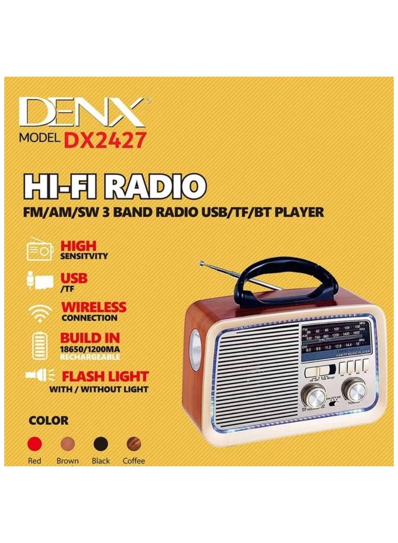 Denx Wooden Bluetooth mobile radio with Hi-Fi speaker and 5-watt speaker - Image 4