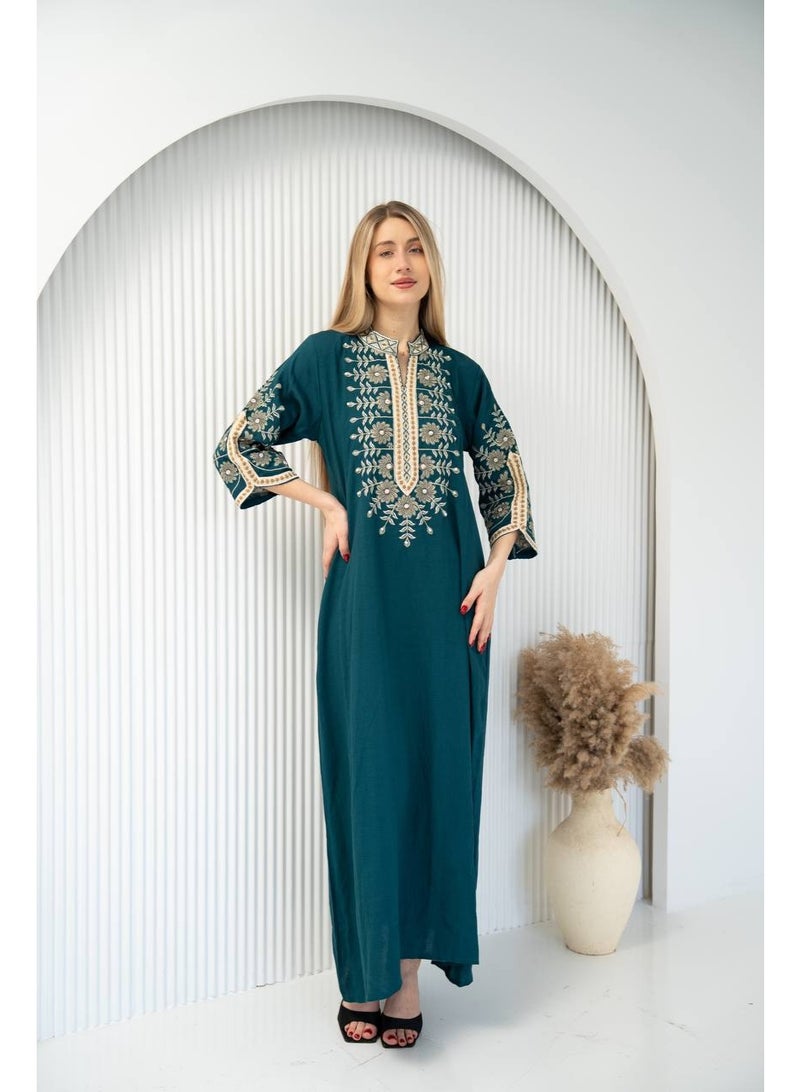 Brides Cotton jalabiya with luxurious embroidery - Image 1