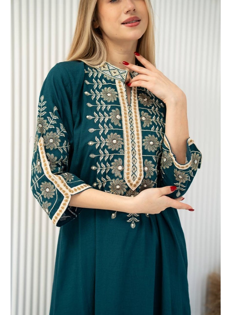 Brides Cotton jalabiya with luxurious embroidery - Image 2