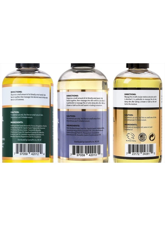 Cosmetasa Massage Oil Set - Arnica & Peppermint Sore Muscle Relief, Cellulite & Lavender Body Massage Oils - Gua Sha Therapy - Image 2
