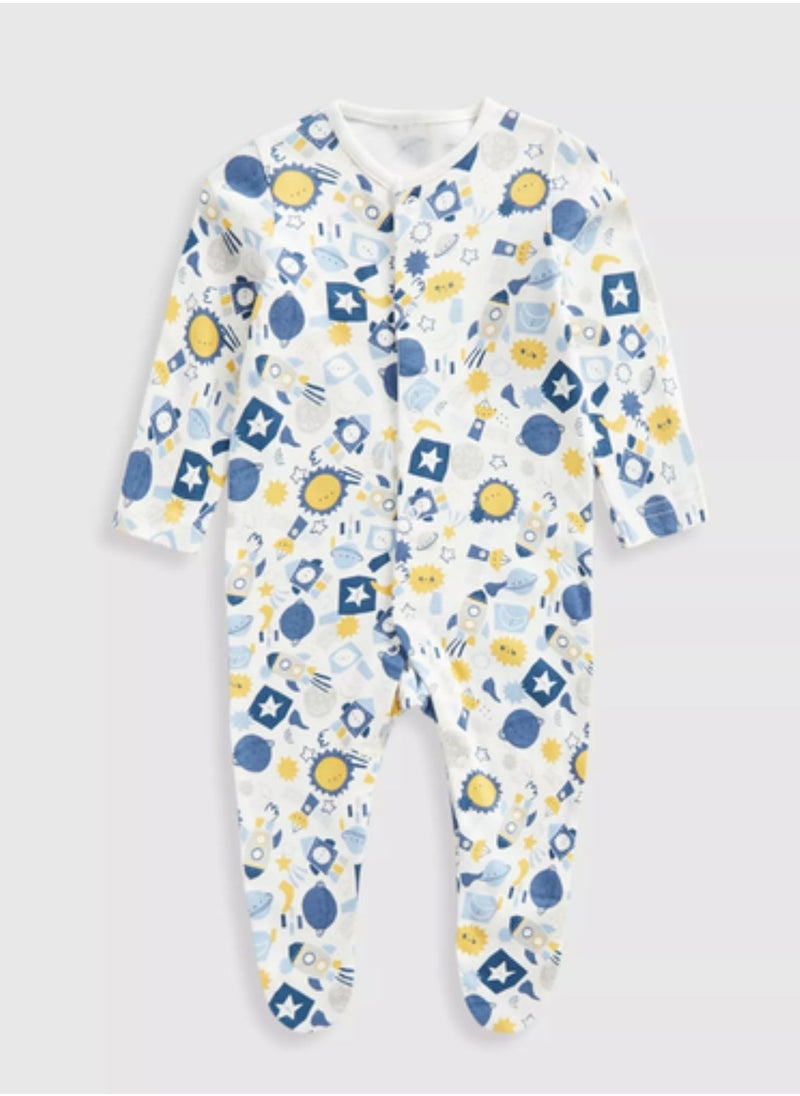 mothercare - Space Baby Sleepsuits - 3 Pack - Image 1