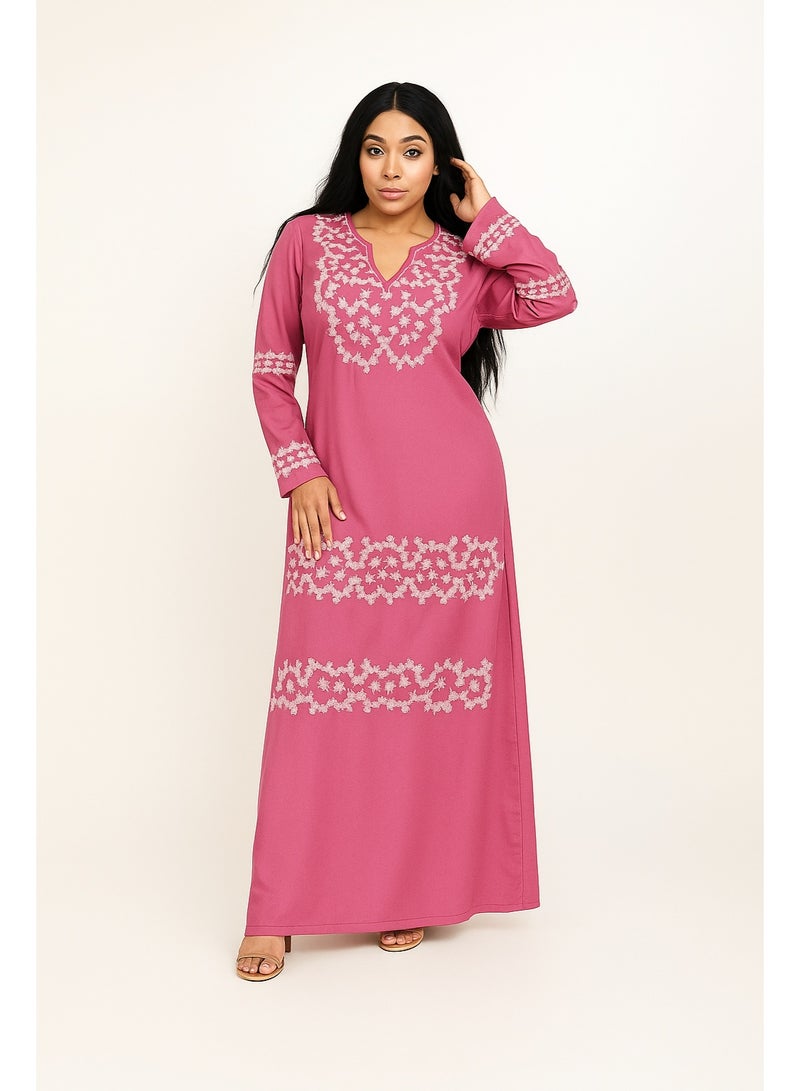 فستان نسائي طويل أنيق، مطرز، 60 : 90 كجم - Image 1