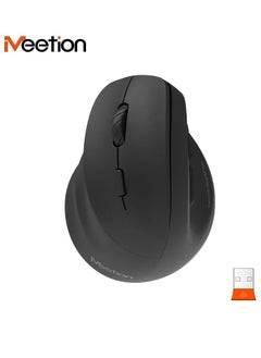 Meetion Meetion Left-Handed Ergonomic Wireless Mouse BTM010L Ergonomic design for comfortable use RGB illumination for a dark atmosphere Rechargeable battery for continuous use (Black)  - Image 1