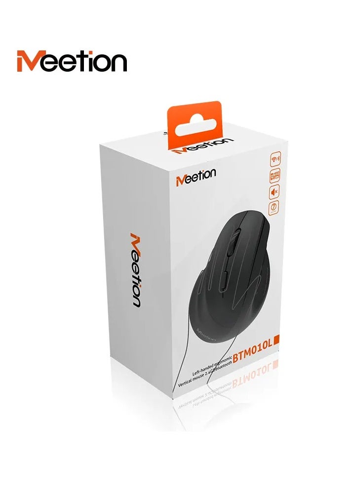 Meetion - Meetion Left-Handed Ergonomic Wireless Mouse BTM010L Ergonomic design for comfortable use RGB illumination for a dark atmosphere Rechargeable battery for continuous use (Black) - Image 1