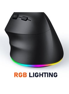 Meetion Meetion Left-Handed Ergonomic Wireless Mouse BTM010L Ergonomic design for comfortable use RGB illumination for a dark atmosphere Rechargeable battery for continuous use (Black)  - Image 4