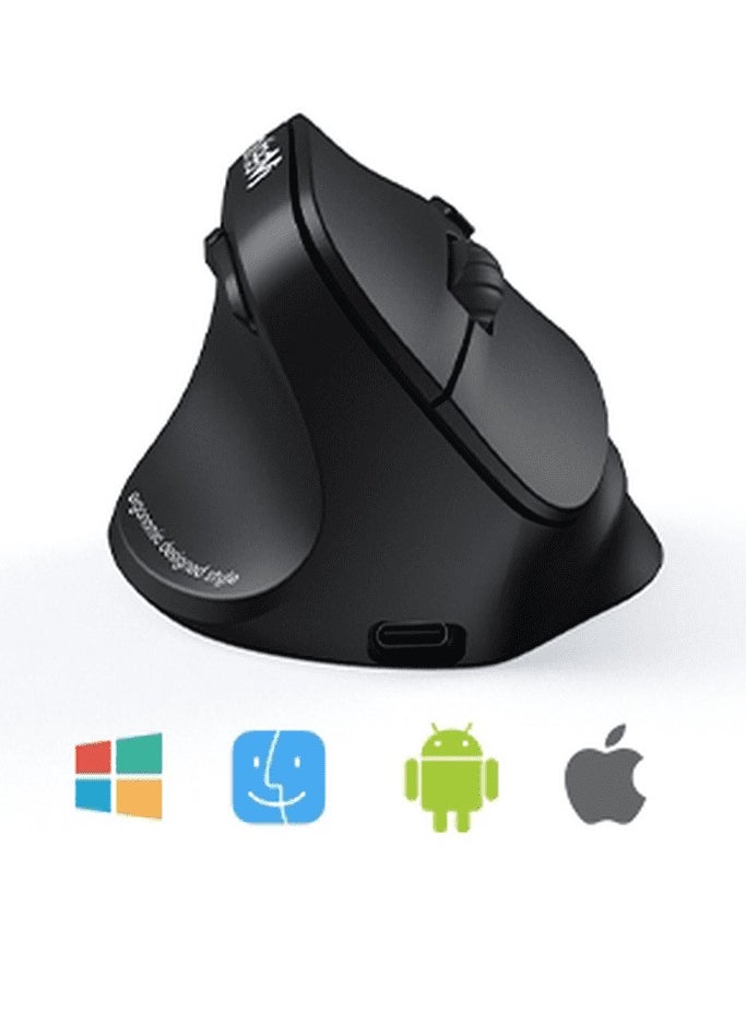 Meetion - Meetion Left-Handed Ergonomic Wireless Mouse BTM010L Ergonomic design for comfortable use RGB illumination for a dark atmosphere Rechargeable battery for continuous use (Black) - Image 1