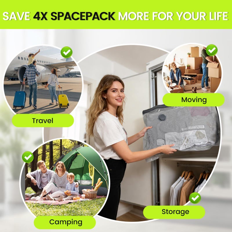 Oneyus (17PACK) Travel Vacuum Bags with USB Pump-Portable Vacuum Packing Seal for for Travel & Home, Vacuum Compression Packing Seal Bags for Clothes, Bedding & Seasonal Storage - Image 5
