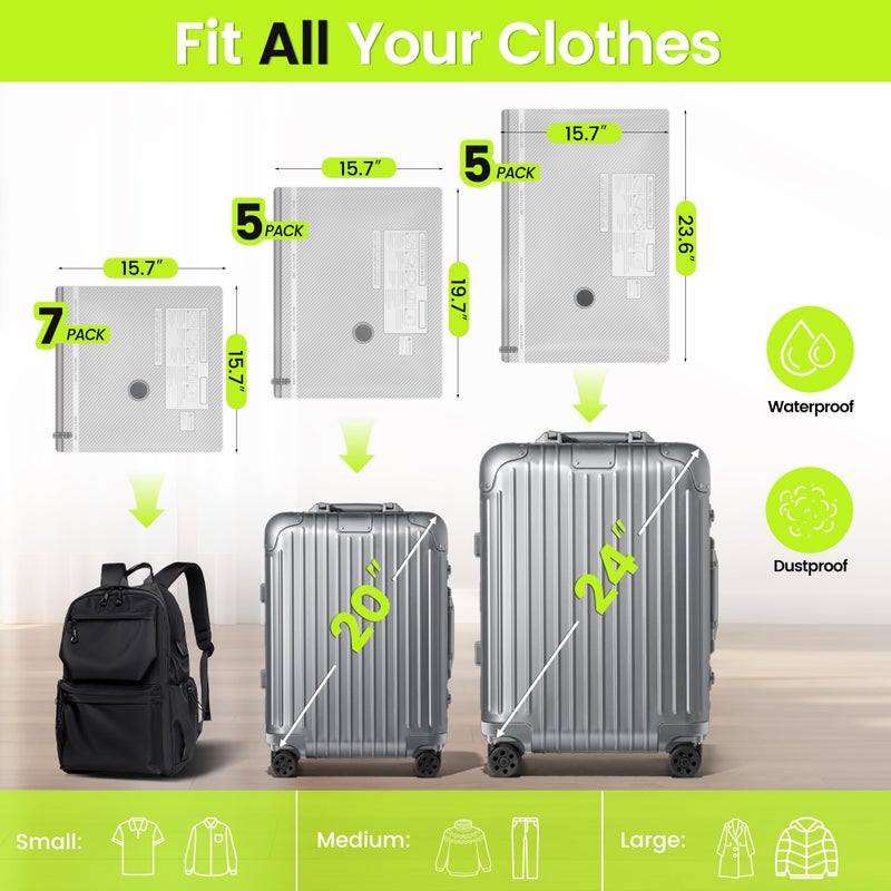 Oneyus (17PACK) Travel Vacuum Bags with USB Pump-Portable Vacuum Packing Seal for for Travel & Home, Vacuum Compression Packing Seal Bags for Clothes, Bedding & Seasonal Storage - Image 2