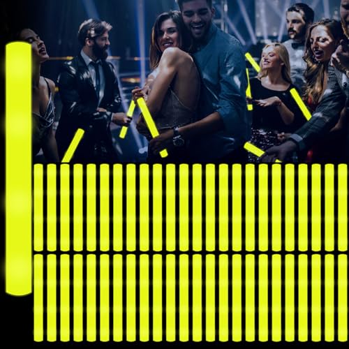 YOFOBU 48Pack LED Glow Foam Sticks BulkLight Up Glow Sticks with 3 Flashing ModesYellow Glow Wands Party PackGlow In The Dark Party Supplies for HalloweenThanksGiving DayChristmasBirthday - Image 1