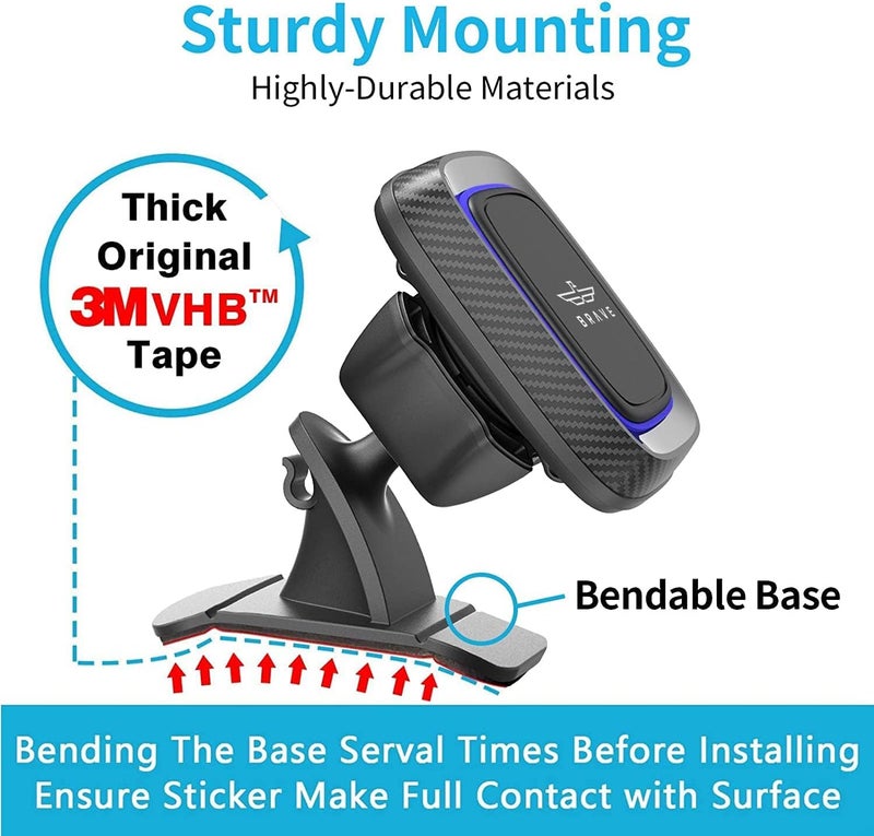 BRAVE 2-in-1 Car Phone Holder, Magnetic Car Phone Mount, Universal Car Air Vent & Dashboard cell Phone Holder with Extra Strong Adhesion to all Surfaces for iPhone 15 Pro Max, Samsung S24 Ultra, etc - Image 5