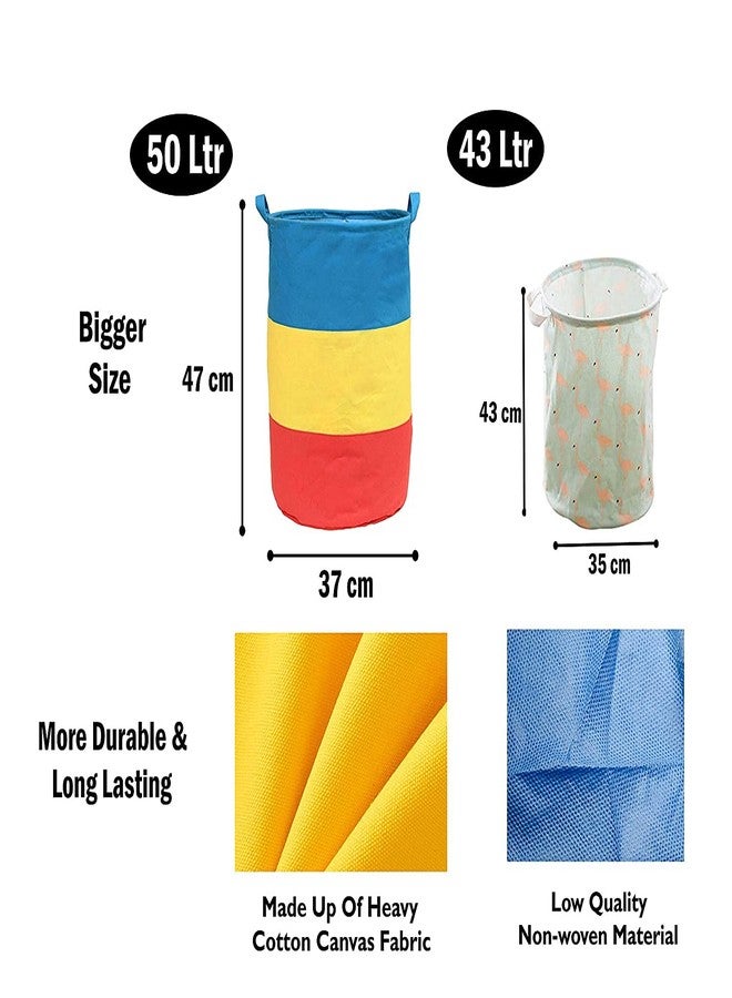 KIVYA Laundry Bag/Basket for clothes, Toys Storage organizer dirty cloth organiser box, Multi - Set of 2 - Image 4