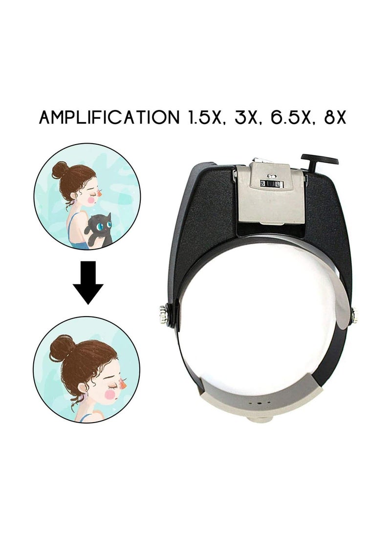 GGOOT LED Lamp Light Headband Jewelry Magnifying Glass Head Loupe Reading Magnifier Headband LED Light Magnifying Glass Lens Visor - Image 4