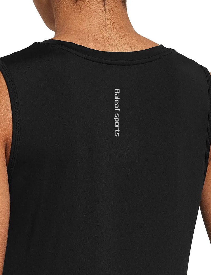baleaf Workout Tank Tops for Women Sleeveless Running Shirts Activewear Gym Yoga Tops Black Size M - Image 4