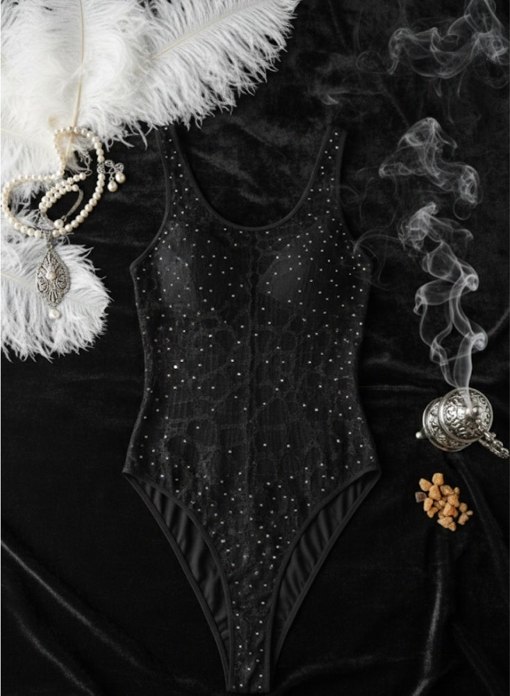 Cute Black Fishnet Bodysuit Lingerie – Stretchable Free Size Net Design, Figure-Hugging Sexy Innerwear - Image 2