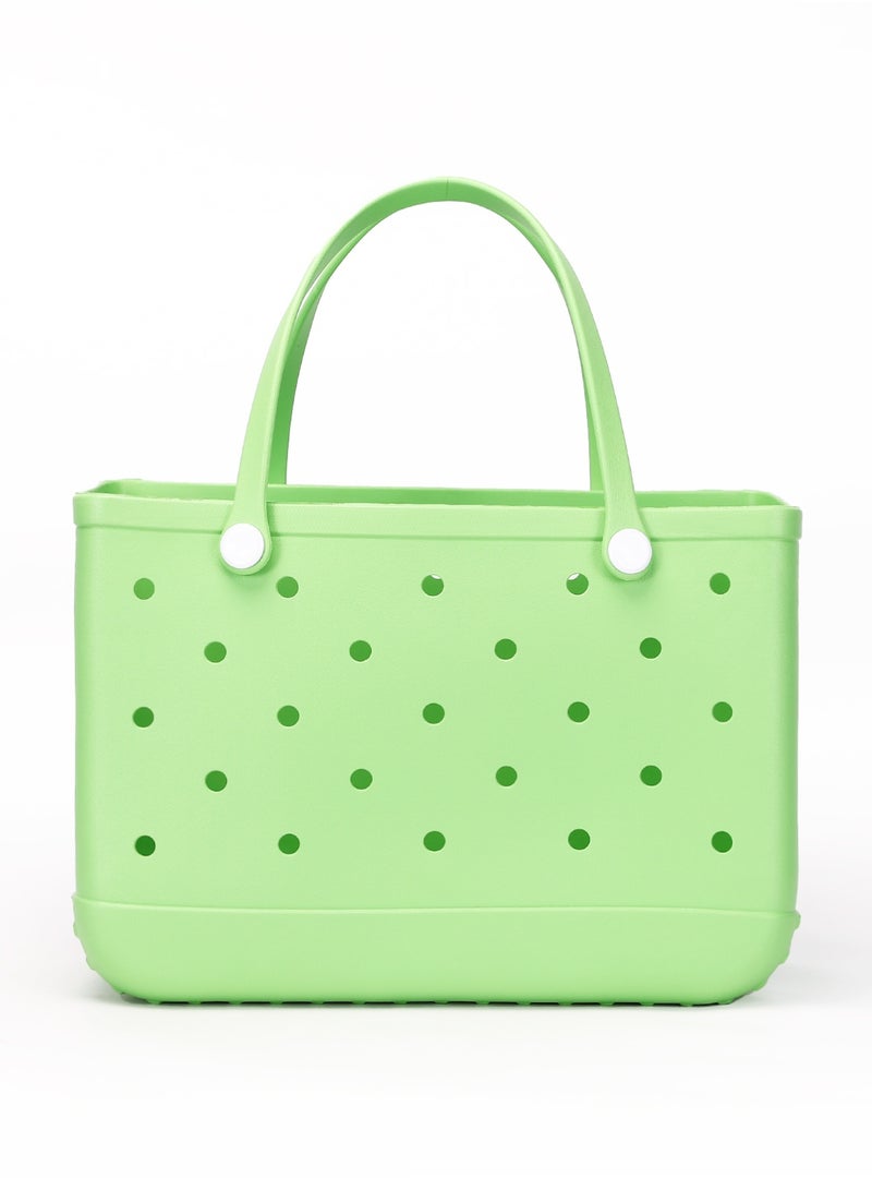 EVA Rubber Beach Tote Bag with 5 Summer Charms | Waterproof, Durable & Easy-to-Clean | Spacious Summer Beach Bag for Women & Family | (Green - Large) - Image 3