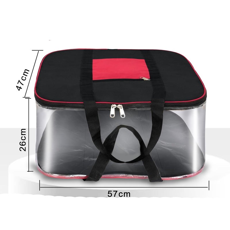 NISUN 2 Pack Moisture Proof Big Nylon Transparent Underbed Storage BagStationery PaperBlanketsClothes Storage Bag BlackRed 57x47x26 cm Rectangular - Image 2