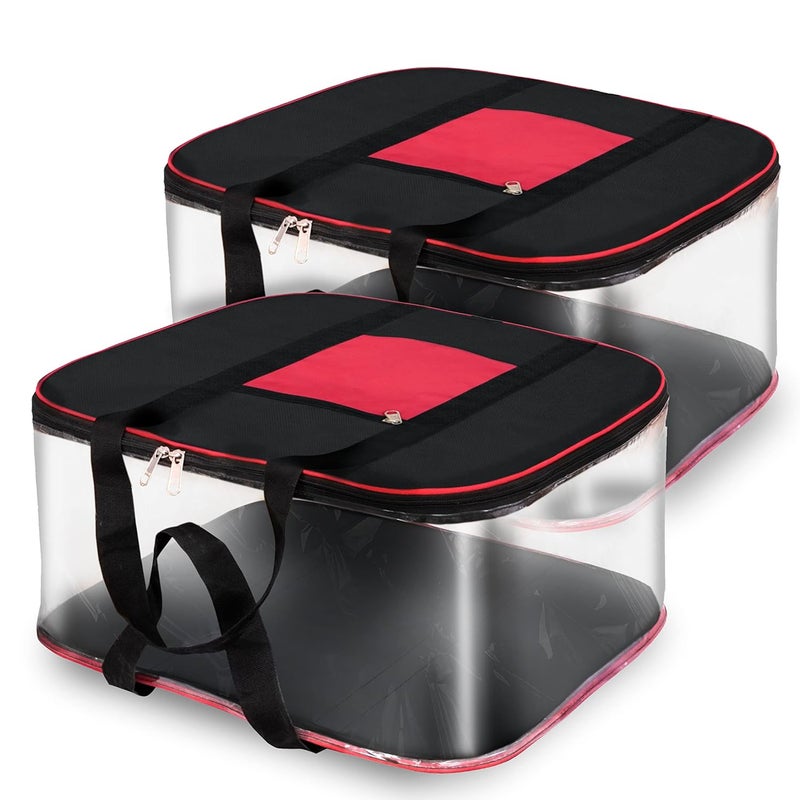 NISUN 2 Pack Moisture Proof Big Nylon Transparent Underbed Storage BagStationery PaperBlanketsClothes Storage Bag BlackRed 57x47x26 cm Rectangular - Image 1