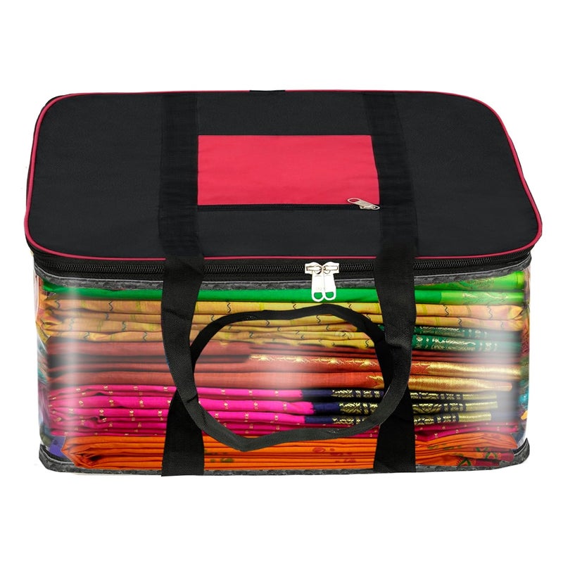 NISUN 2 Pack Moisture Proof Big Nylon Transparent Underbed Storage BagStationery PaperBlanketsClothes Storage Bag BlackRed 57x47x26 cm Rectangular - Image 5