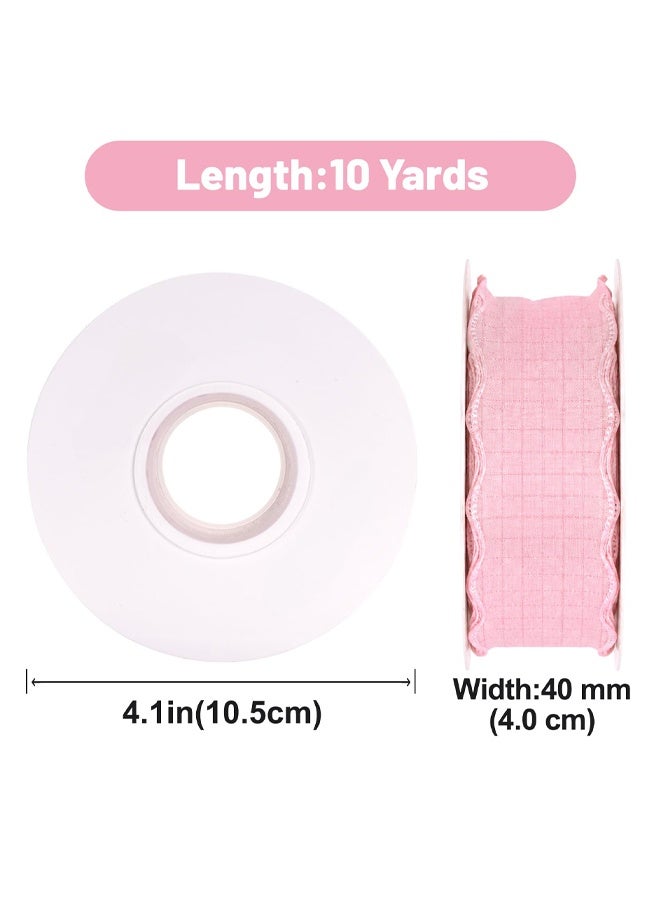 40mm Dusty Pink Wrinkled Chiffon Ribbon, 10 Yards Wavy Edge Trimming Ribbon for Crafting, Bouquet, Gift Wrapping, Wedding Decoration - Image 2