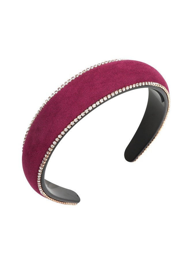 Amariver Red Velvet Headbands For Women Sparkle Rhinestone Hair Band Padded Head Bands Fashion Crystal Hairband Soft Headband Stylish Hair Accessories For Women Girls - Image 1