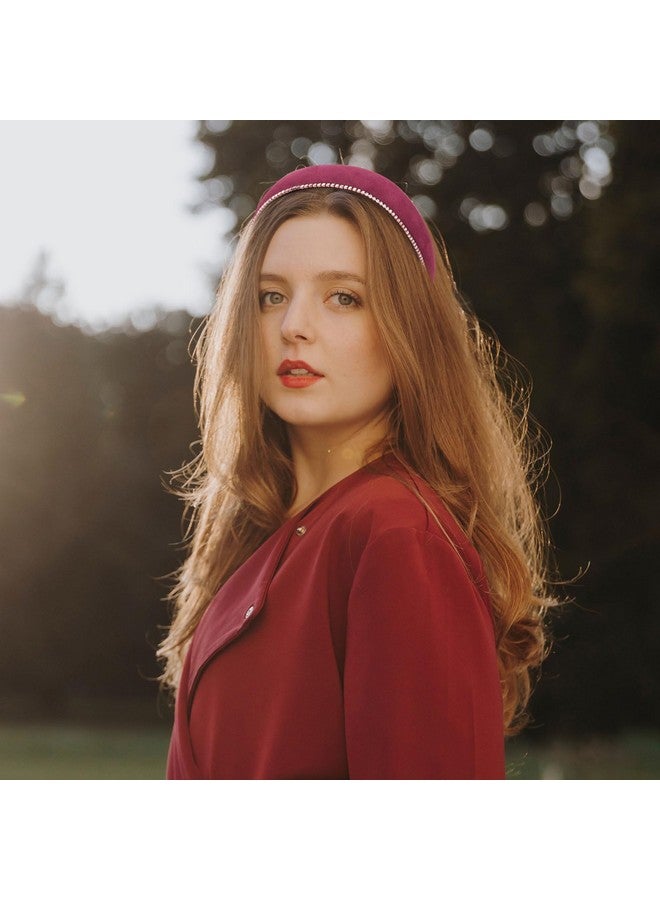 Amariver Red Velvet Headbands For Women Sparkle Rhinestone Hair Band Padded Head Bands Fashion Crystal Hairband Soft Headband Stylish Hair Accessories For Women Girls - Image 4