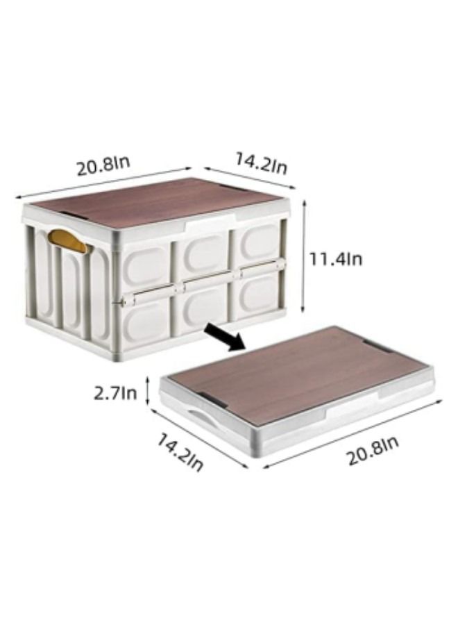 Generic 56L Outdoor Camping Storage Box,Foldable Portable Camping Organizer Box Car Trunk, Wood Cover Suitable for Outdoor Camping Fishing Travel Picnic Home Organizer - Image 5