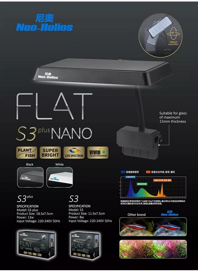 VAYINATO - VAYINATO Neo Helios Flat Nano S3 Plus, 13W Full Spectrum Planted Tank Led Aquarium Light By Petzlifeworld - Image 1