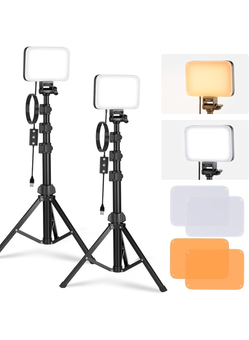 Neewer Basic LED Video Light Panel Lighting Kit, 2 Pack Bi Color Dimmable Portable Studio Lights with Stands & Filters, 3200K~5600K CRI 95 750lux for Photography Video Recording Live Streaming - Image 1