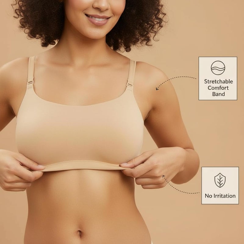 Mysha Women’s Pure Cotton Stretchable Adjustable Straps Non-Padded Everyday Bra - Image 3