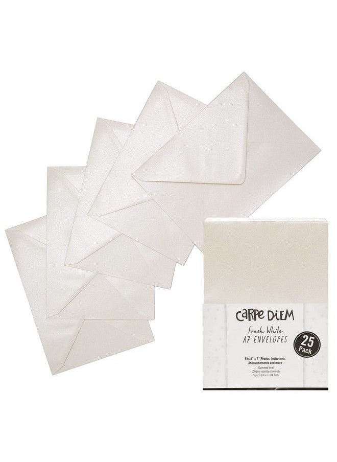 Pukka Pad Carpe Diem Gummed Envelopes For Greeting Cards And Invitations Pack Of 25 Fresh White Envelopes A7 5.25 X 7.25 In  - Image 1