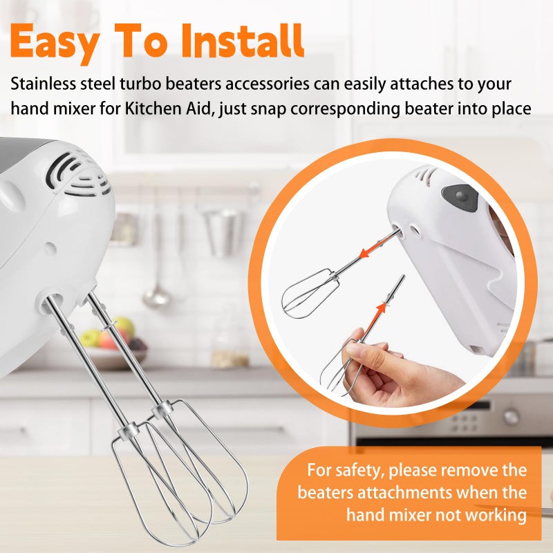 Axfvd Hand Mixer Beaters Attachments for Kitchenaid Stainless Steel - Image 4