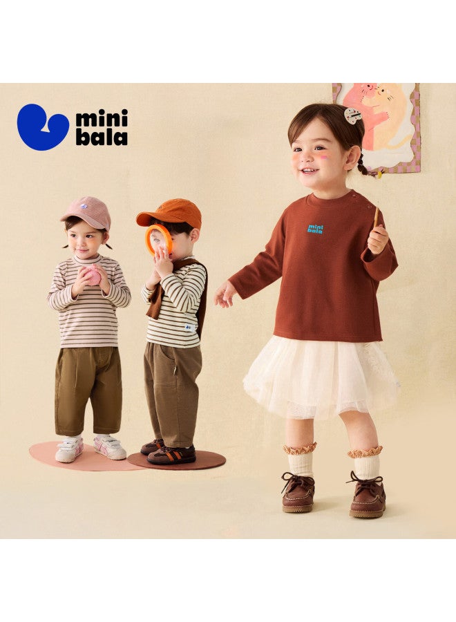 Minibala Boys Girls Long Sleeve T-shirt Half High Neck Slim Fit Basic Innerwear Autumn Children Parent-child Matching