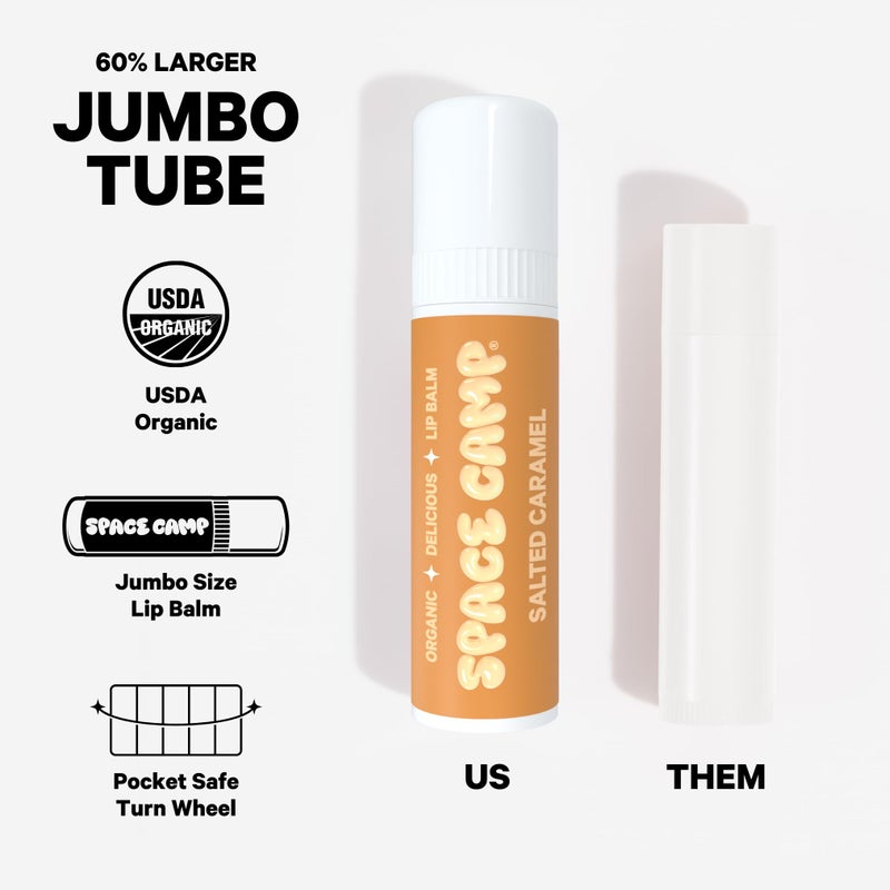 Space Camp Wellness Jumbo Lip Balm - Birthday Pack Variety Flavored Balm (Birthday Cake, Salted Caramel, Strawberry Frosting) - 3 Pack - Image 4
