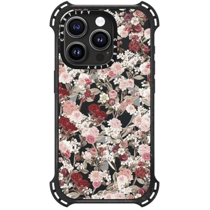 Casetify Bounce iPhone 15 Pro Case 【6X Military Grade Drop Tested / 21.3ft Drop Protection/Compatible with Magsafe】 - Vintage Flower Monday - Triple Black - Image 4