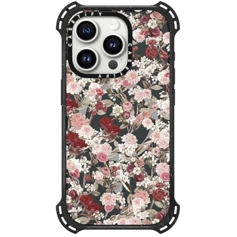 Casetify Bounce iPhone 15 Pro Case 【6X Military Grade Drop Tested / 21.3ft Drop Protection/Compatible with Magsafe】 - Vintage Flower Monday - Triple Black - Image 3