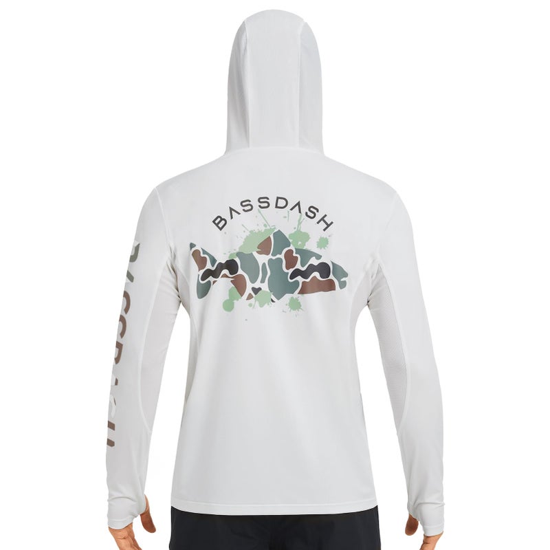 BASSDASH Mens UPF 50 Graphic Fishing Hoodie Shirts UV Sun Protection Long Sleeve Moisture Wicking Performance FS48M