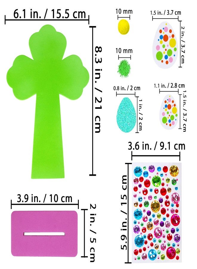Winlyn 18 Sets Easter Cross Decorations Craft Kits Assorted Cross Foam Cutouts Egg Bunny Chick Foam Stickers Pom-poms for Kids Classroom Sunday School VBS Activity Art Project - Image 2