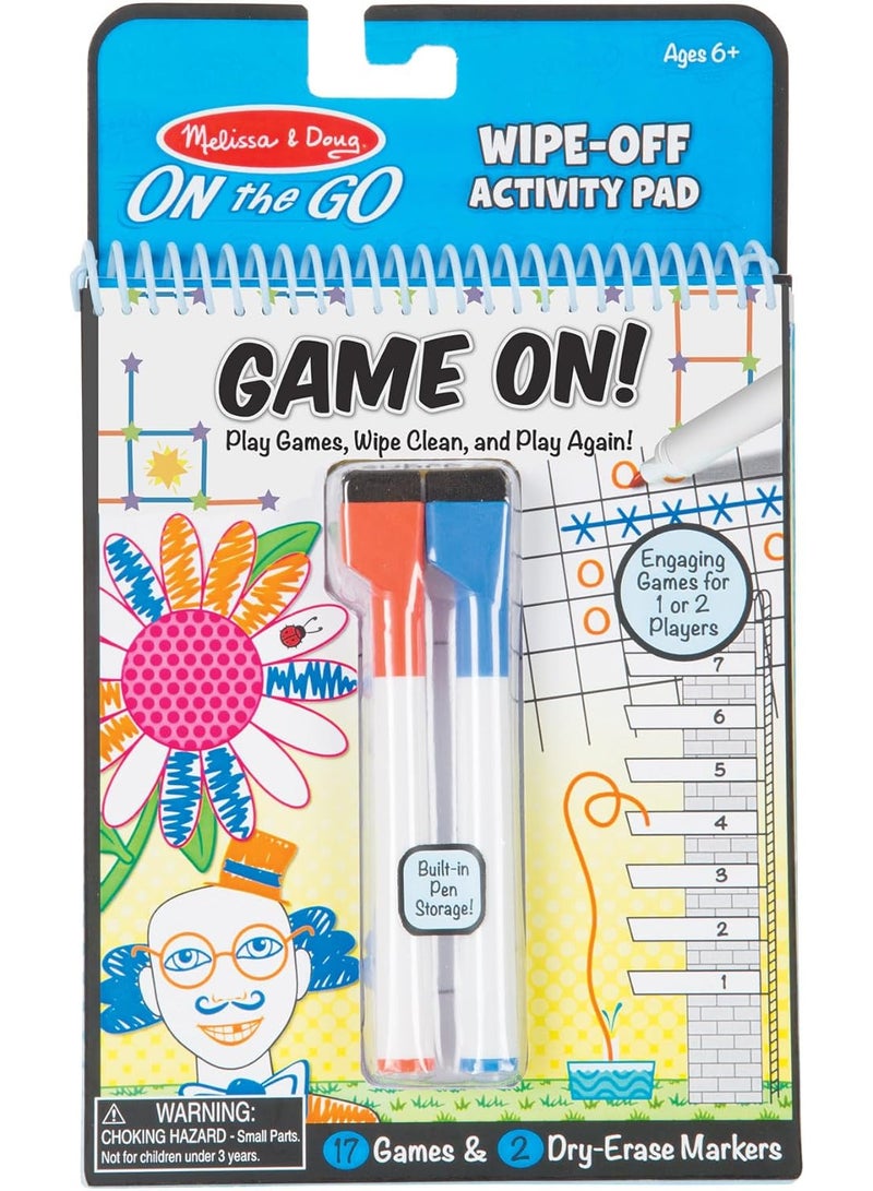 Melissa & Doug On-the-Go Wipe-Off Activity Pad – 17 Reusable Games with 2 Dry-Erase Markers - Image 1