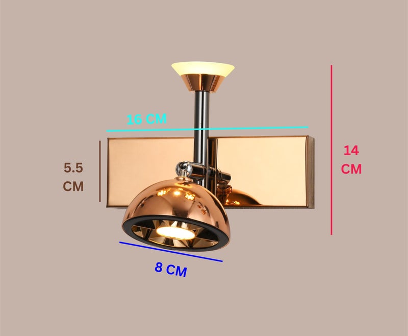 swanart Modern Rose Gold and Black Wall Sconce - Adjustable LED Wall Light with Bell Shade, Energy Efficient, Ideal for Living Room, Bedroom, and Office Decor - Image 2