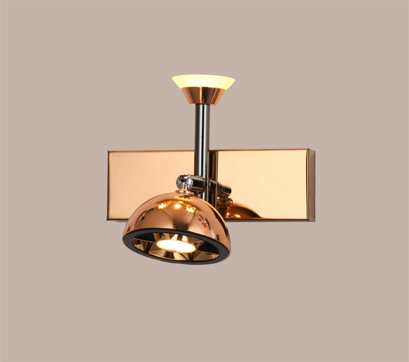 swanart Modern Rose Gold and Black Wall Sconce - Adjustable LED Wall Light with Bell Shade, Energy Efficient, Ideal for Living Room, Bedroom, and Office Decor - Image 1