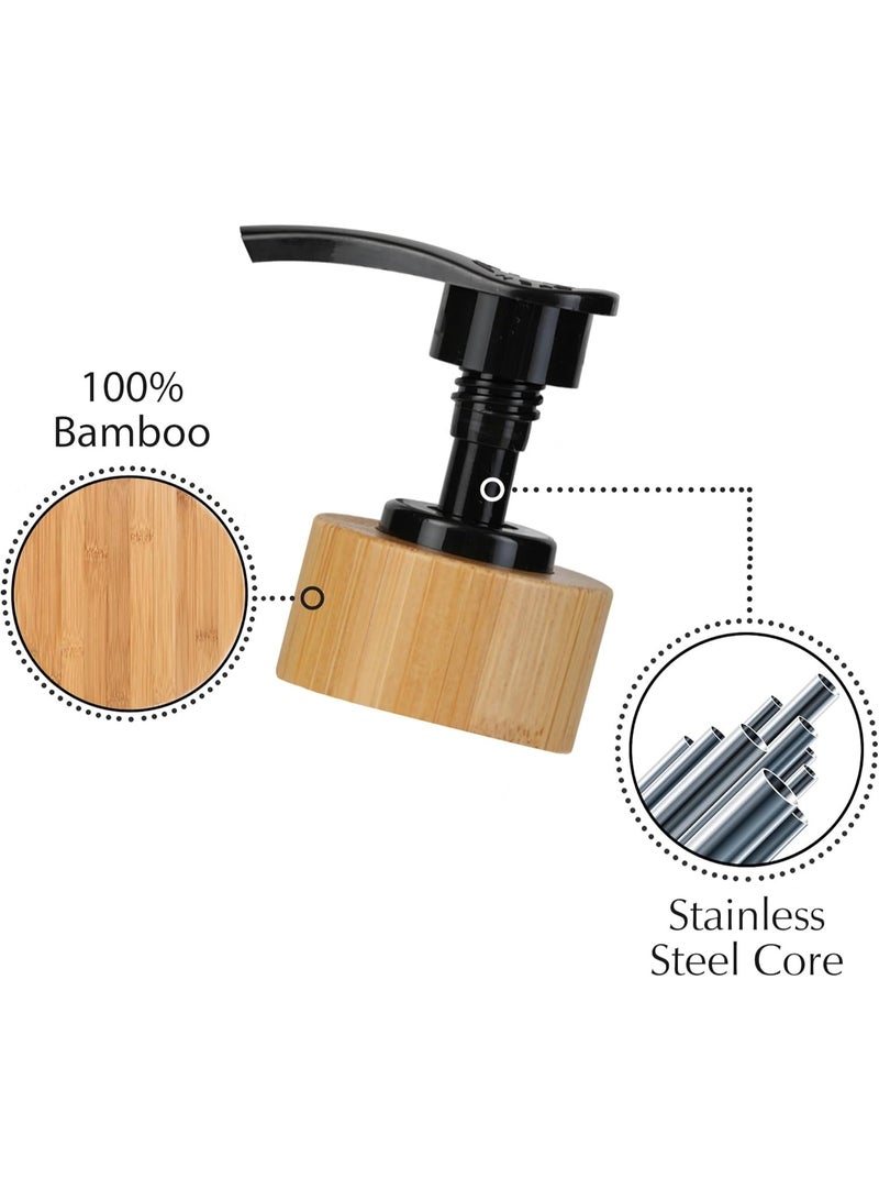 Generic Soap & Dish Soap Dispenser Set with Bamboo Tray – Refillable Pump Bottles Labeled “HANDS” and “DISHES” – Matte Black & White, Leak-Proof Pumps, Stylish Kitchen Sink Organizer - Image 3