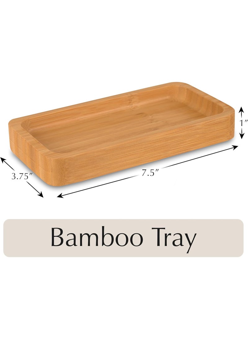 Generic Soap & Dish Soap Dispenser Set with Bamboo Tray – Refillable Pump Bottles Labeled “HANDS” and “DISHES” – Matte Black & White, Leak-Proof Pumps, Stylish Kitchen Sink Organizer - Image 4