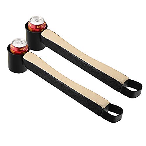 Supin 2 Prices Car Seat Gap Filler Pad PU Leather Console Side Pocket Organizer and one Cup for Cellphone Wallet Coin Key (Black+Beige) - Image 4