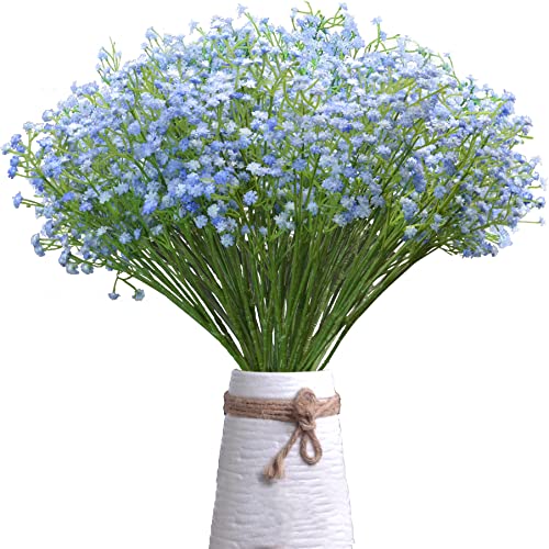 JIFTOK Babys Breath Artificial Flowers 12 Pcs Fake Flowers Gypsophila Bouquet Fall Flowers Artificial for Decoration Real Touch Silk Flower for Wedding Christmas DIY Party Home Garden OfficeBlue
