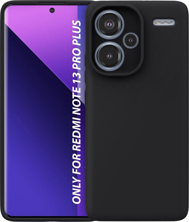 DIZORO Compatible with Mi Redmi Note 13 Pro Plus 5G Back Cover with Upgraded Square Edges for Camera Protection Shockproof Flexible Matte Liquid Silicone Mobile Phone Case (Black) - Image 1